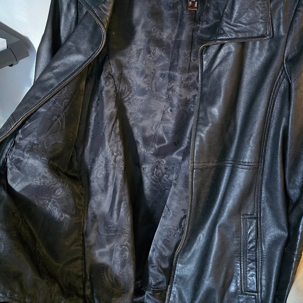 Danier black leather womens car coat